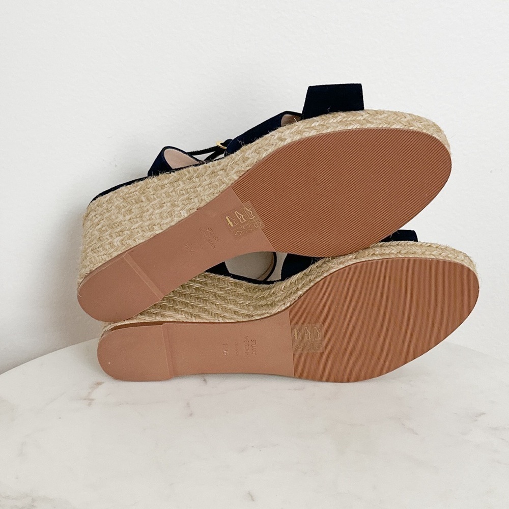 NEW Stuart Weitzman Rosemarie Navy Suede Wedge Espadrille Sandals Size 11.5 - Picture 8 of 8